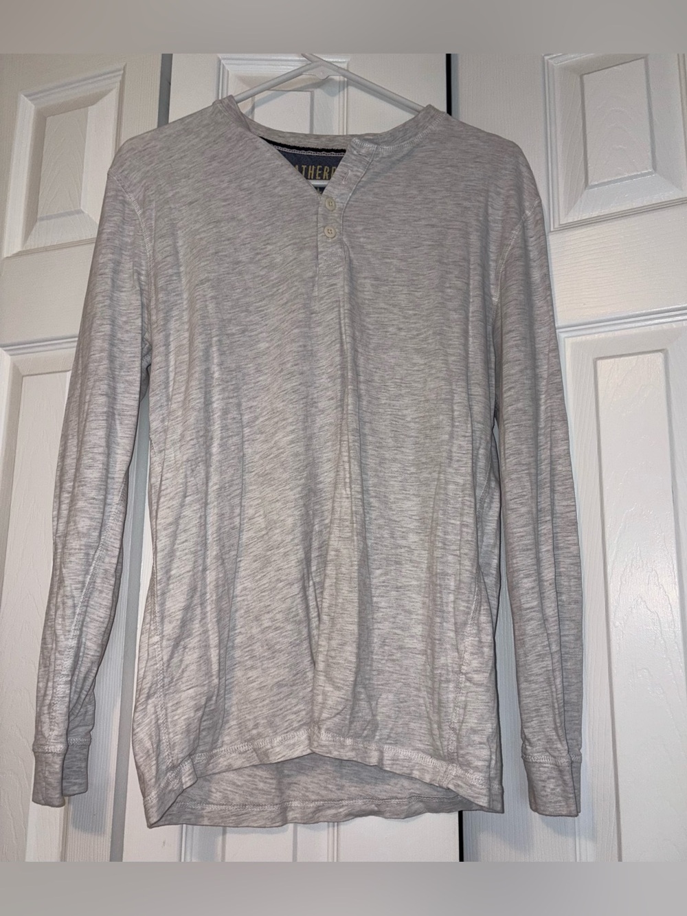 Light Gray Long-Sleeve Henley Shirt